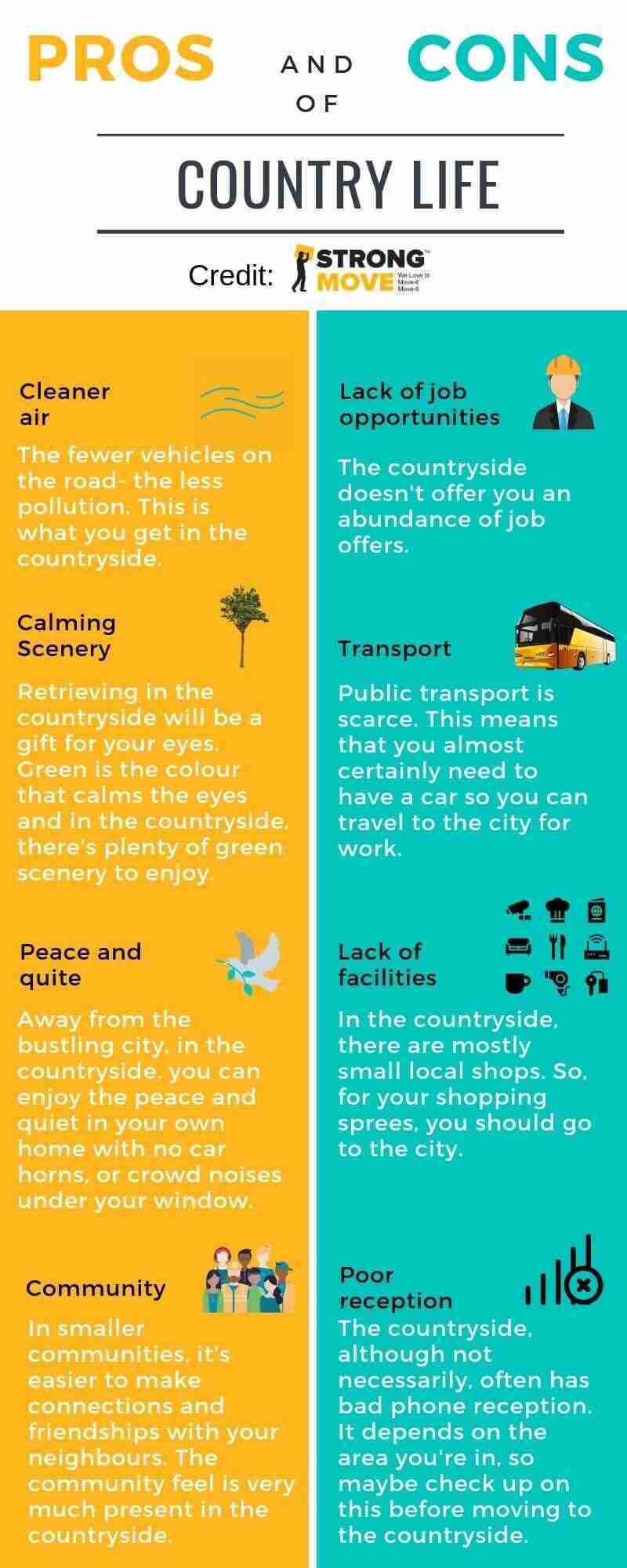 Pros and Cons of Country Life Info-graphic