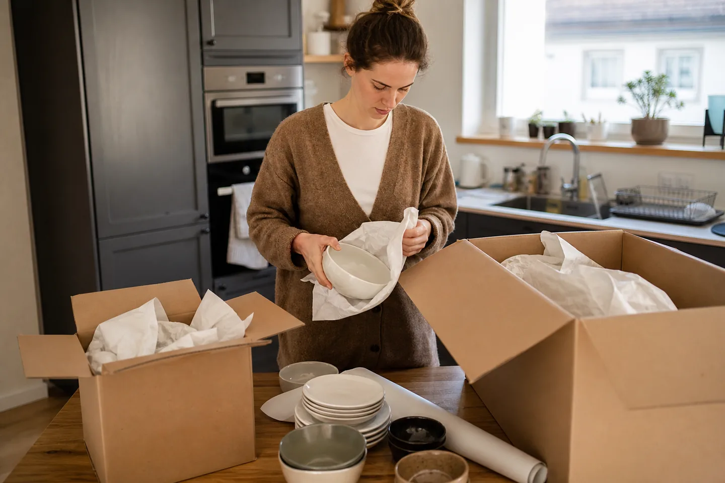 Packing paper, tape and moving cartons selected for a Holloway N7 move