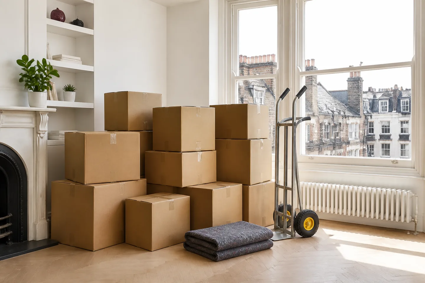Moving boxes and protective materials prepared for delivery in Edmonton N9