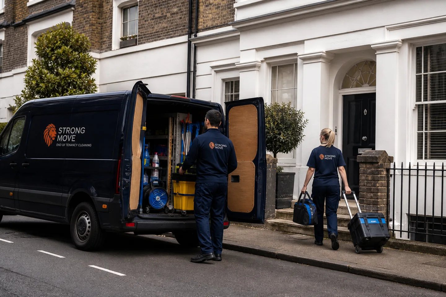 Professional cleaner preparing a rental property in Lambeth SE1 for handover
