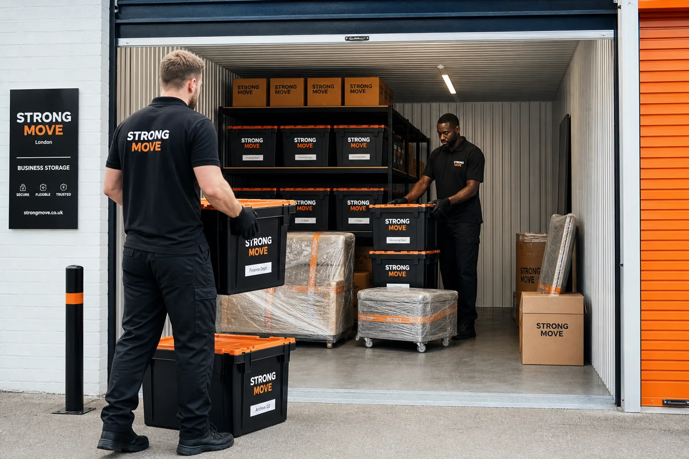 Strong Move branded movers preparing protected furniture during a London removal