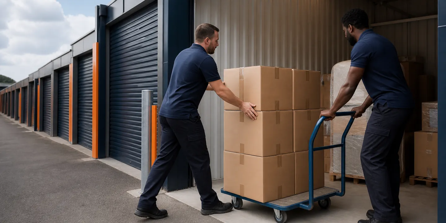 Labelled and protected belongings organised for a Southall UB1 storage booking
